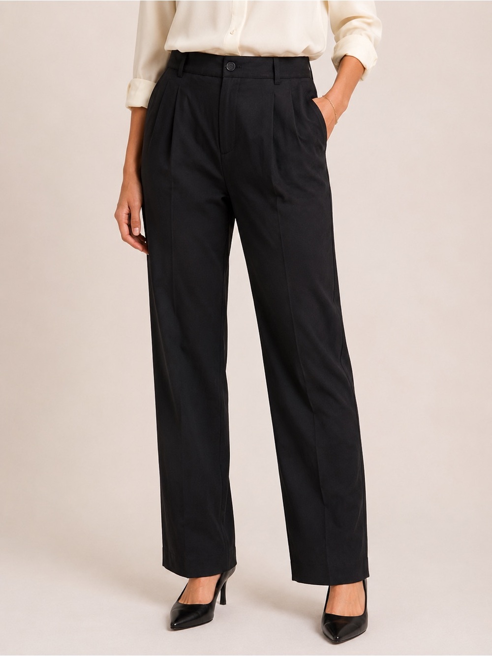 Sag Harbor Straight-Leg Black Dress Pants